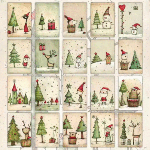 20 Retro Christmas Cute Animal Christmas Tree Postcards, Suitable For Christmas